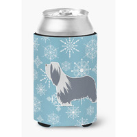 "Caroline's Treasures Winter Snowflake Bearded Collie Can or Bottle Hugger BB3517CC, Can Hugger, Multicolor"