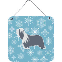 "Caroline's Treasures Winter Snowflake Bearded Collie Wall or Door Hanging Prints BB3517DS66, 6"" x 6"", Multicolor"