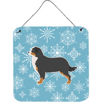 "Caroline's Treasures Winter Snowflake Bernese Mountain Dog Wall or Door Hanging Prints BB3519DS66, 6"" x 6"", Multicolor"