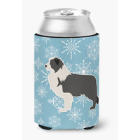 "Caroline's Treasures Winter Snowflake black Border Collie Can or Bottle Hugger BB3523CC, Can Hugger, Multicolor"