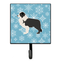 "Caroline's Treasures Winter Snowflake Black Border Collie Leash or Key Holder BB3523SH4, Small, Multicolor"