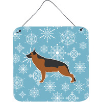 "Caroline's Treasures Winter Snowflake German Shepherd Wall or Door Hanging Prints BB3524DS66, 6"" x 6"", Multicolor"