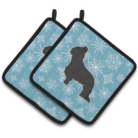 "Caroline's Treasures Winter Snowflake Briard Pair of Pot Holders BB3526PTHD, 7.5HX7.5W, Multicolor"