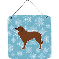 "Caroline's Treasures Winter Snowflake Portuguese Sheepdog Dog Wall or Door Hanging Prints BB3531DS66, 6"" x 6"", Multicolor"