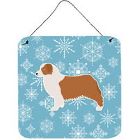 "Caroline's Treasures Winter Snowflake Australian Shepherd Dog Wall or Door Hanging Prints BB3533DS66, 6"" x 6"", Multicolor"