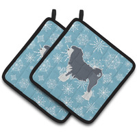 "Caroline's Treasures Winter Snowflake Lowchen Pair of Pot Holders BB3535PTHD, 7.5HX7.5W, Multicolor"