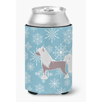 "Caroline's Treasures Winter Snowflake Chinese Crested Can or Bottle Hugger BB3543CC, Can Hugger, Multicolor"