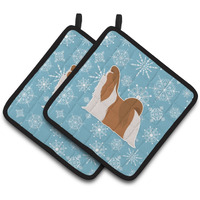 "Caroline's Treasures Winter Snowflake Shih Tzu Pair of Pot Holders BB3546PTHD, 7.5HX7.5W, Multicolor"
