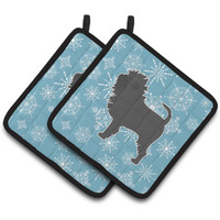 "Caroline's Treasures Winter Snowflake Affenpinscher Pair of Pot Holders BB3548PTHD, 7.5HX7.5W, Multicolor"