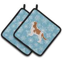 "Caroline's Treasures Winter Snowflake Cavalier King Charles Spaniel Pair of Pot Holders BB3549PTHD, 7.5HX7.5W, Multicolor"