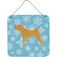 "Caroline's Treasures Winter Snowflake Shar Pei Merry Wall or Door Hanging Prints BB3552DS66, 6"" x 6"", Multicolor"