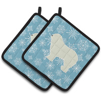 "Caroline's Treasures Winter Snowflake Komondor Pair of Pot Holders BB3555PTHD, 7.5HX7.5W, Multicolor"