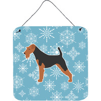 "Caroline's Treasures Winter Snowflake Airedale Terrier Wall or Door Hanging Prints BB3557DS66, 6"" x 6"", Multicolor"