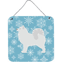 "Caroline's Treasures Winter Snowflake Samoyed Wall or Door Hanging Prints BB3559DS66, 6"" x 6"", Multicolor"