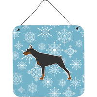 "Caroline's Treasures Winter Snowflake Doberman Pinscher Wall or Door Hanging Prints BB3560DS66, 6"" x 6"", Multicolor"