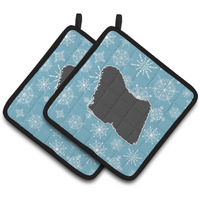 "Caroline's Treasures Winter Snowflake Puli Pair of Pot Holders BB3563PTHD, 7.5HX7.5W, Multicolor"