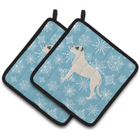 "Caroline's Treasures Winter Snowflake Dogo Argentino Pair of Pot Holders BB3567PTHD, 7.5HX7.5W, Multicolor"