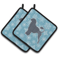 "Caroline's Treasures Winter Snowflake Portuguese Water Dog Pair of Pot Holders BB3568PTHD, 7.5HX7.5W, Multicolor"