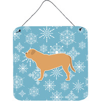 "Caroline's Treasures Winter Snowflake Dogue de Bordeaux Wall or Door Hanging Prints BB3570DS66, 6"" x 6"", Multicolor"