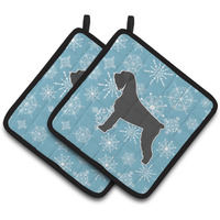 "Caroline's Treasures Winter Snowflake Giant Schnauzer Pair of Pot Holders BB3573PTHD, 7.5HX7.5W, Multicolor"