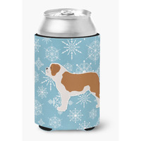 "Caroline's Treasures Winter Snowflake Saint Bernard Can or Bottle Hugger BB3576CC, Can Hugger, Multicolor"
