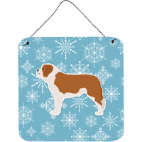 "Caroline's Treasures Winter Snowflake Saint Bernard Wall or Door Hanging Prints BB3576DS66, 6"" x 6"", Multicolor"
