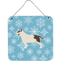 "Caroline's Treasures Winter Snowflake Bull Terrier Wall or Door Hanging Prints BB3578DS66, 6"" x 6"", Multicolor"