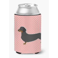 "Caroline's Treasures Dachshund Checkerboard Pink Can or Bottle Hugger BB3582CC, Can Hugger, Multicolor"