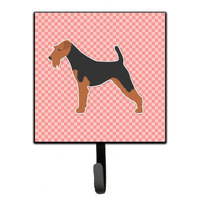 "Caroline's Treasures Welsh Terrier Checkerboard Pink Leash or Key Holder BB3585SH4, Small, Multicolor"