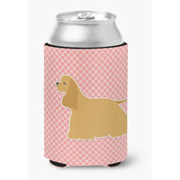 "Caroline's Treasures Cocker Spaniel Checkerboard Pink Can or Bottle Hugger BB3586CC, Can Hugger, Multicolor"