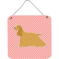 "Caroline's Treasures Cocker Spaniel Checkerboard Pink Wall or Door Hanging Prints BB3586DS66, 6"" x 6"", Multicolor"