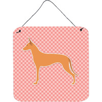 "Caroline's Treasures Pharaoh Hound Checkerboard Pink Wall or Door Hanging Prints BB3588DS66, 6"" x 6"", Multicolor"