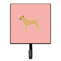 "Caroline's Treasures Border Terrier Checkerboard Pink Leash or Key Holder BB3589SH4, Small, Multicolor"