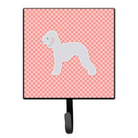 "Caroline's Treasures Bedlington Terrier Checkerboard Pink Leash or Key Holder BB3594SH4, Small, Multicolor"