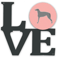 "Caroline's Treasures Scottish Deerhound Checkerboard Pink Metal Artwork Love wall-decor, Multicolor"