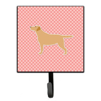 "Caroline's Treasures Yellow Labrador Retriever Checkerboard Pink Leash or Key Holder BB3597SH4, Small, Multicolor"