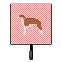 "Caroline's Treasures Borzoi Russian Greyhound Checkerboard Pink Leash or Key Holder BB3599SH4, Small, Multicolor"