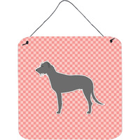 "Caroline's Treasures Irish Wolfhound Checkerboard Pink Wall or Door Hanging Prints BB3603DS66, 6"" x 6"", Multicolor"