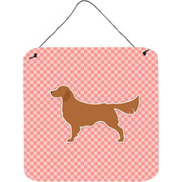 "Caroline's Treasures Golden Retriever Checkerboard Pink Wall or Door Hanging Prints BB3604DS66, 6"" x 6"", Multicolor"