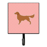 "Caroline's Treasures Golden Retriever Checkerboard Pink Leash or Key Holder BB3604SH4, Small, Multicolor"
