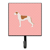 "Caroline's Treasures Greyhound Checkerboard Pink Leash or Key Holder BB3605SH4, Small, Multicolor"