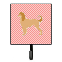 "Caroline's Treasures Afghan Hound Checkerboard Pink Leash or Key Holder BB3606SH4, Small, Multicolor"