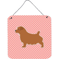 "Caroline's Treasures Norfolk Terrier Checkerboard Pink Wall or Door Hanging Prints BB3609DS66, 6"" x 6"", Multicolor"