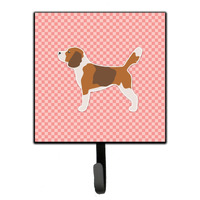 "Caroline's Treasures Beagle Checkerboard Pink Leash or Key Holder BB3610SH4, Small, Multicolor"