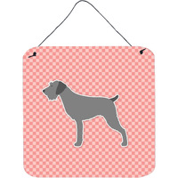 "Caroline's Treasures German Wirehaired Pointer Checkerboard Pink Wall or Door Hanging Prints BB3611DS66, 6"" x 6"", Multicolor"
