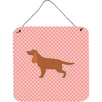 "Caroline's Treasures English Cocker Spaniel Checkerboard Pink Wall or Door Hanging Prints BB3612DS66, 6"" x 6"", Multicolor"