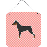 "Caroline's Treasures German Pinscher Checkerboard Pink Wall or Door Hanging Prints BB3613DS66, 6"" x 6"", Multicolor"