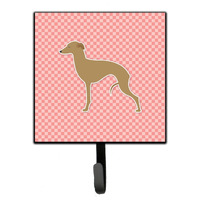 "Caroline's Treasures Italian Greyhound Checkerboard Pink Leash or Key Holder BB3614SH4, Small, Multicolor"