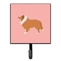 "Caroline's Treasures Collie Checkerboard Pink Leash or Key Holder BB3616SH4, Small, Multicolor"
