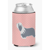 "Caroline's Treasures Bearded Collie Checkerboard Pink Can or Bottle Hugger BB3617CC, Can Hugger, Multicolor"